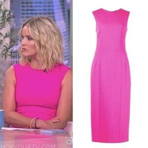 Adam Lippes Sleeveless Wool Crepe Sheath Dress In Hot Pink